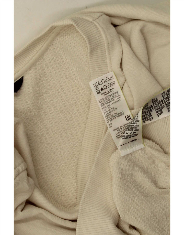 Marks & Spencer Dame Sweatshirt Jumper UK 16 Large Off White Bomuld