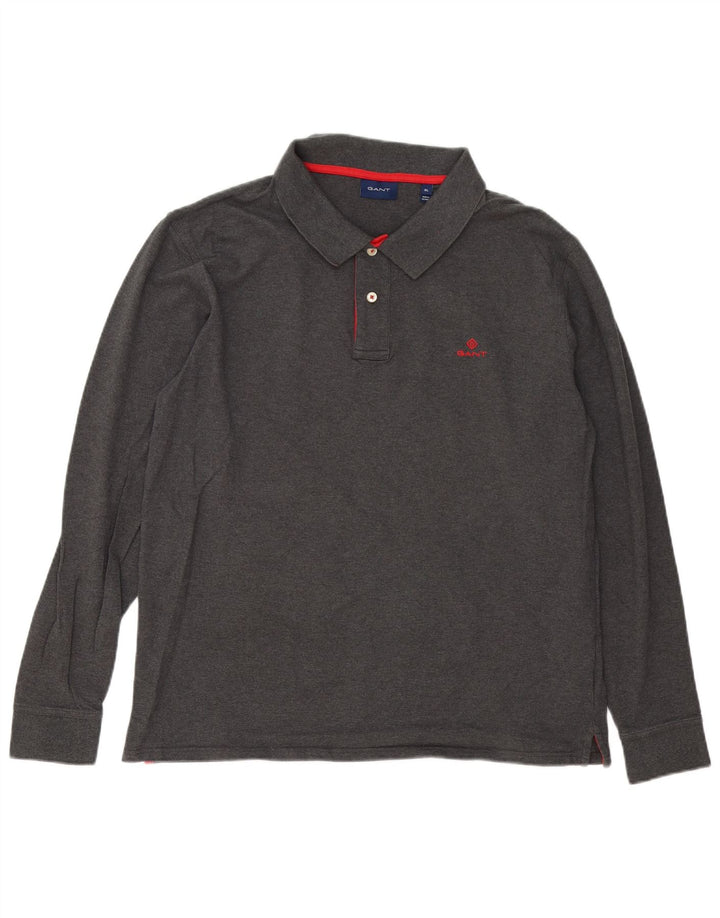 Gant Langærmet Polo Shirt til mænd XL Grå Bomuld