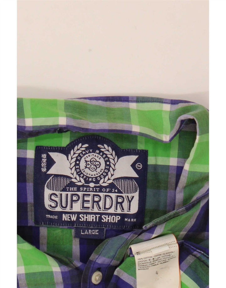 Superdry herreskjorte stor grøn ternet bomuld