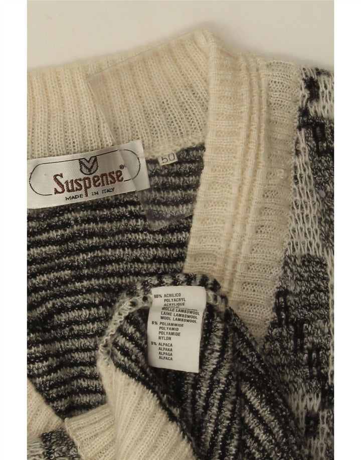 Suspense Herre V-hals sweater IT 50 Medium Sort Geometrisk Akryl