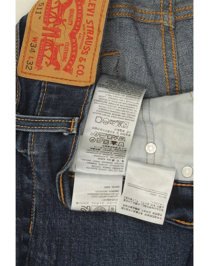 Levi's Herre 511 Slim Jeans W34 L32 Marineblå Bomuld
