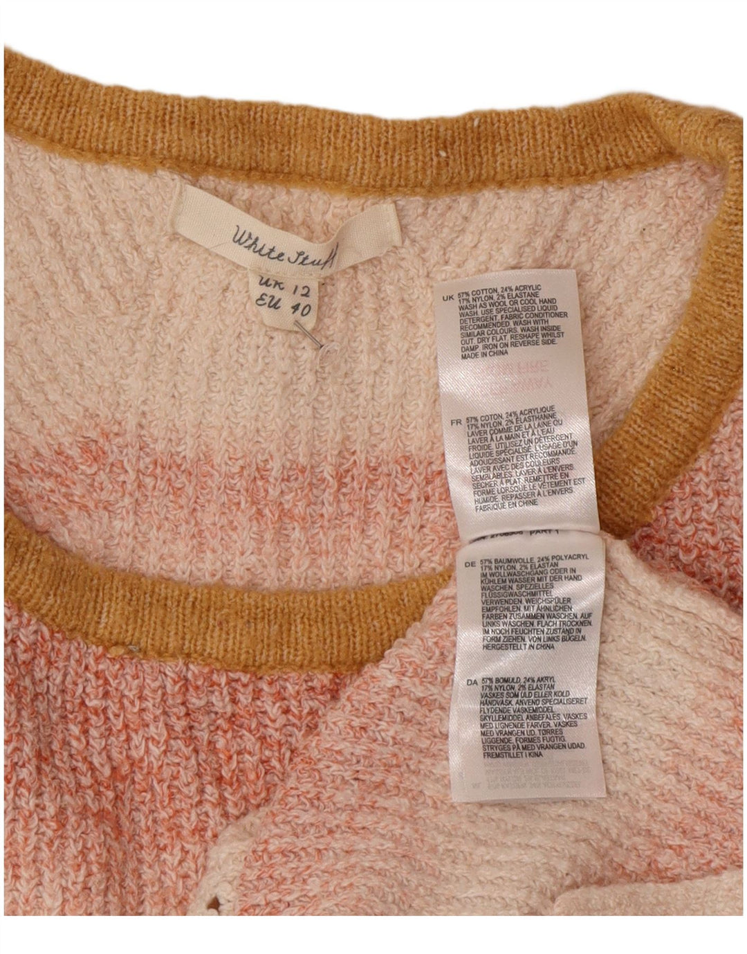 White Stuff Dame Crew Neck Jumper Sweater UK 12 Medium Pink Striped