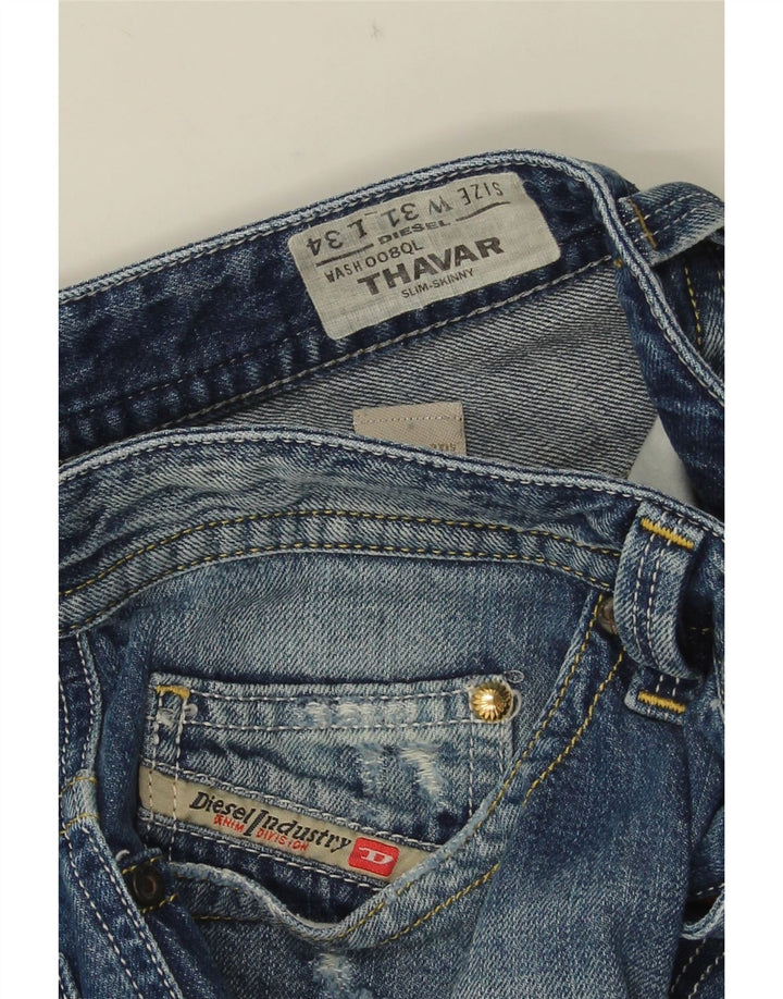 Diesel Herre Thavar Distressed Slim Skinny Jeans W31 L31 Blå