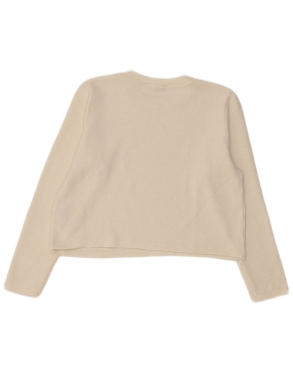 Zara Womens Crop Top Langærmet UK 14 Medium White Polyester