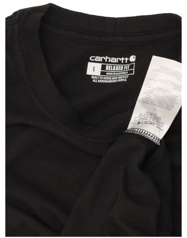 CARHARTT Herre Relaxed Fit T-Shirt Top Stor Sort Bomuld