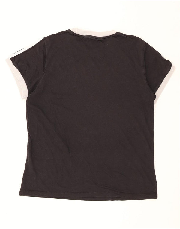 Adidas Dame T-Shirt Top UK 12 Medium Sort Bomuld
