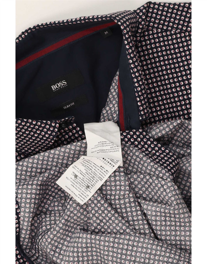 Hugo Boss Herre Slim Fit skjorte Mellem marineblå plettet bomuld