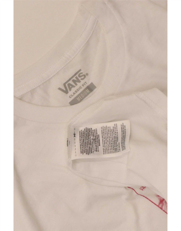 Vans Herre Classic Fit Grafisk T-Shirt Top Medium Hvid Bomuld
