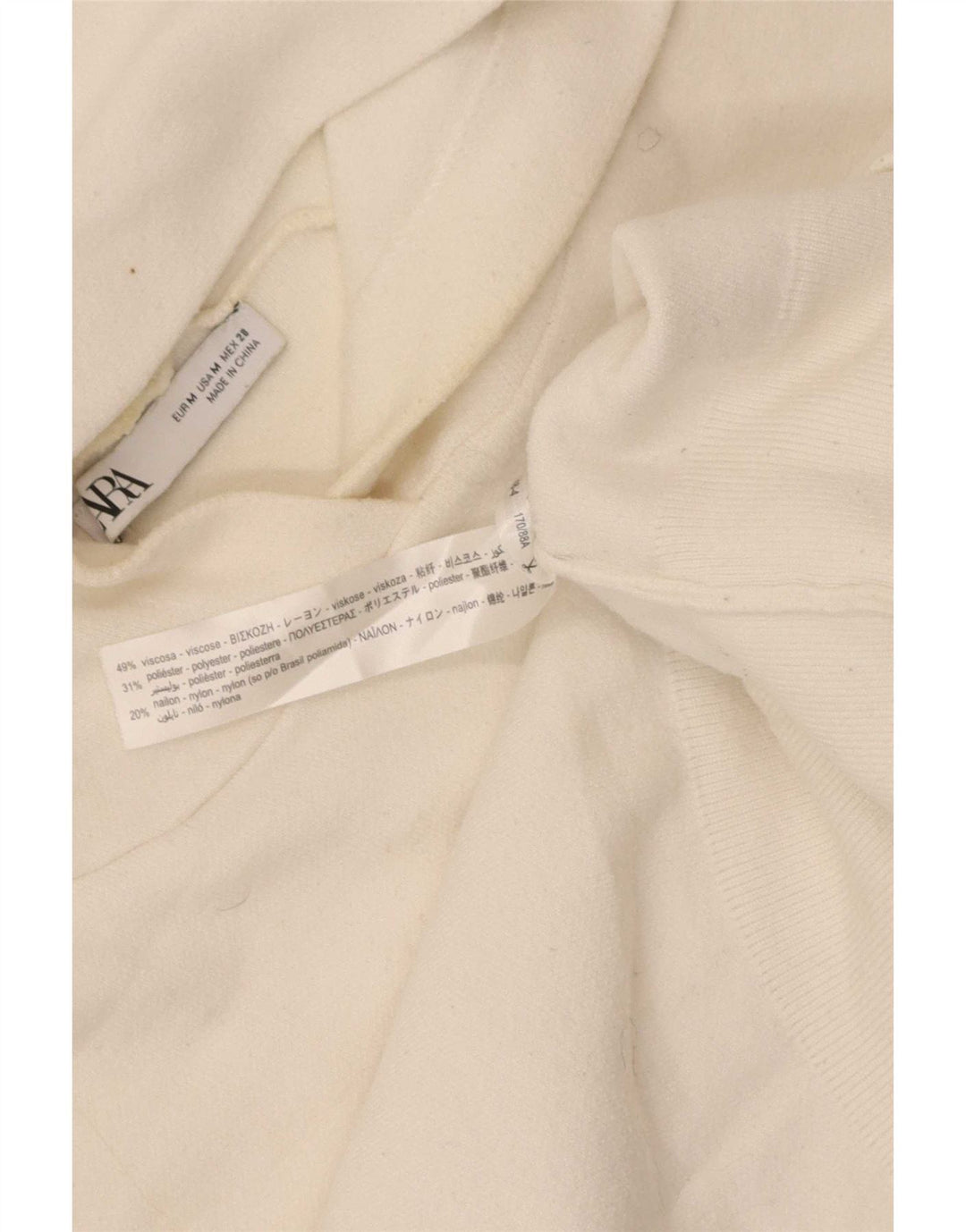 Zara Womens Crop Hoodie Jumper UK 12 Medium White Viscose
