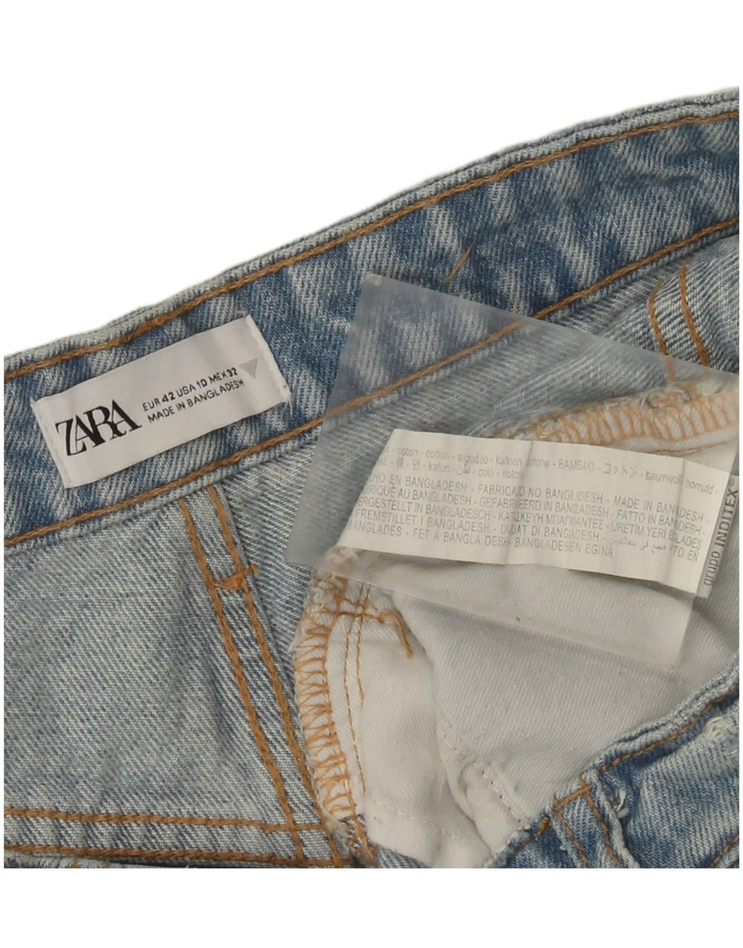 Zara Womens Distressed Denim Shorts EU 42 Large W32 Blue Cotton