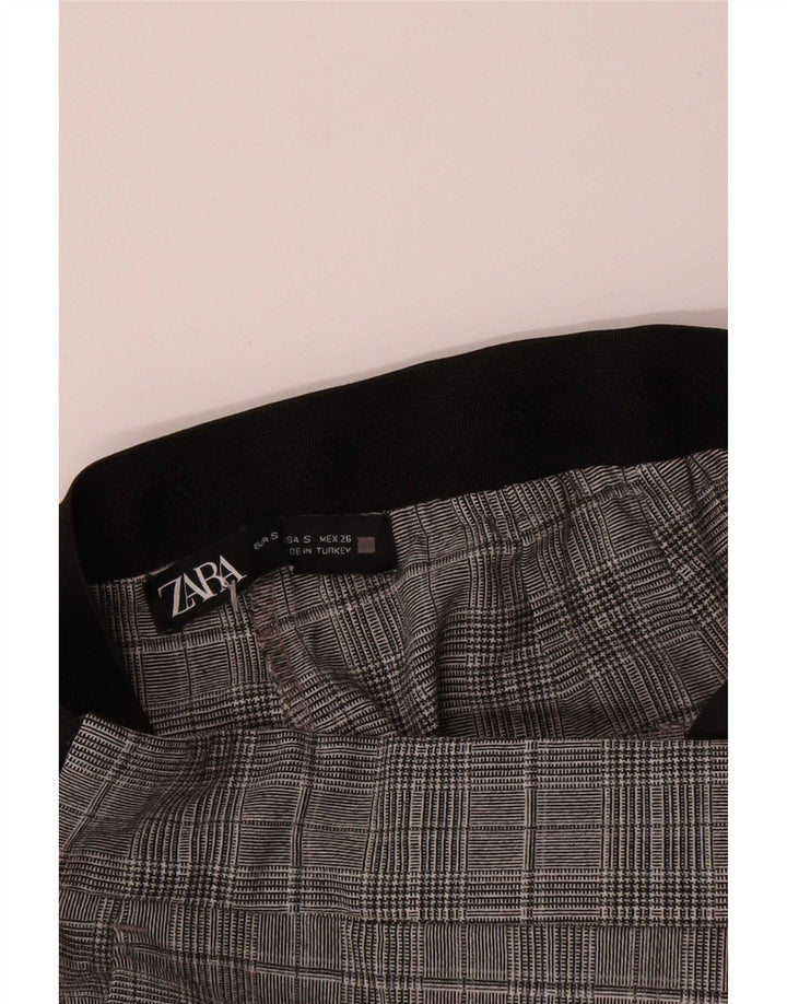 Zara lige chinosbukser til kvinder Small W27 L28 Grå ternet polyester