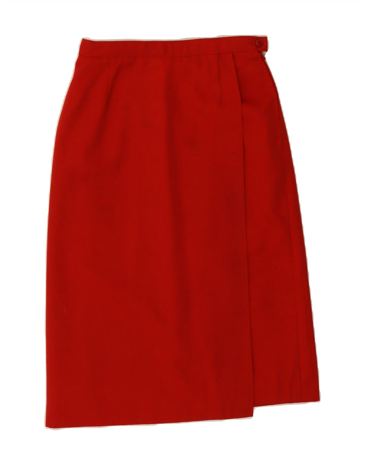 VINTAGE Womens High Waist Midi Skirt IT 44 Medium W26  Red Polyester Vintage Vintage and Second-Hand Vintage from Messina Hembry 