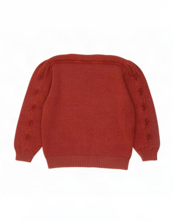 Vintage dametrøje med 3/4-ærmet bådhalstrøje UK 18 XL rødbrun bomuld