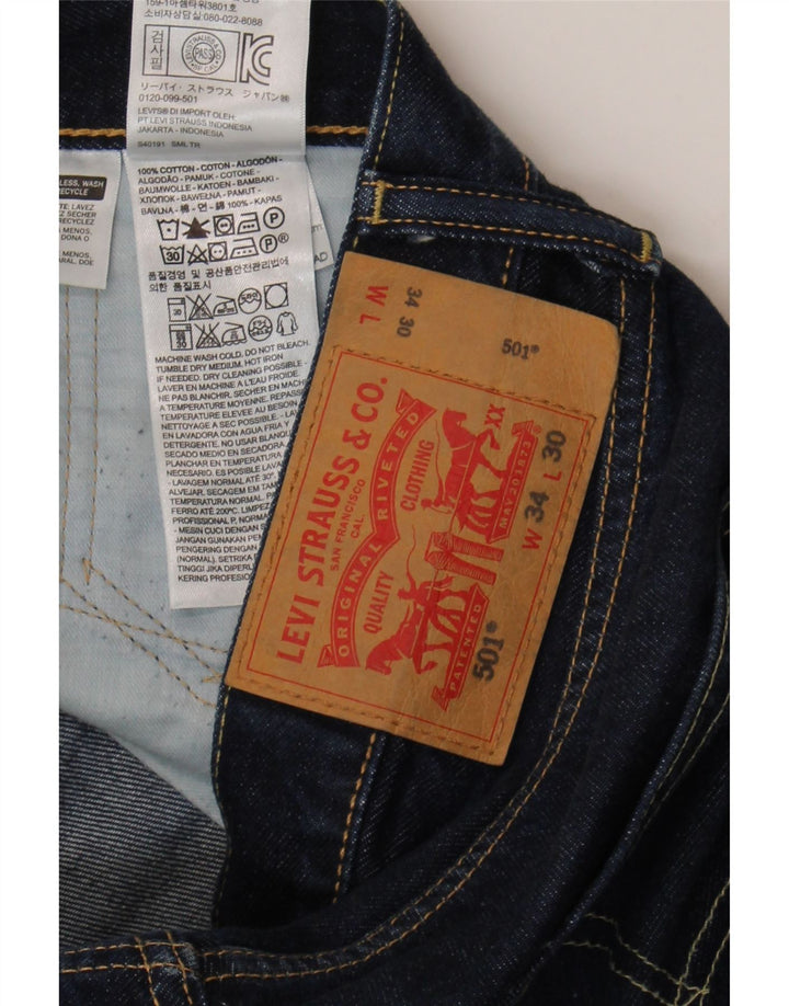 Levi's Herre 501 lige jeans W34 L30 Marineblå bomuld
