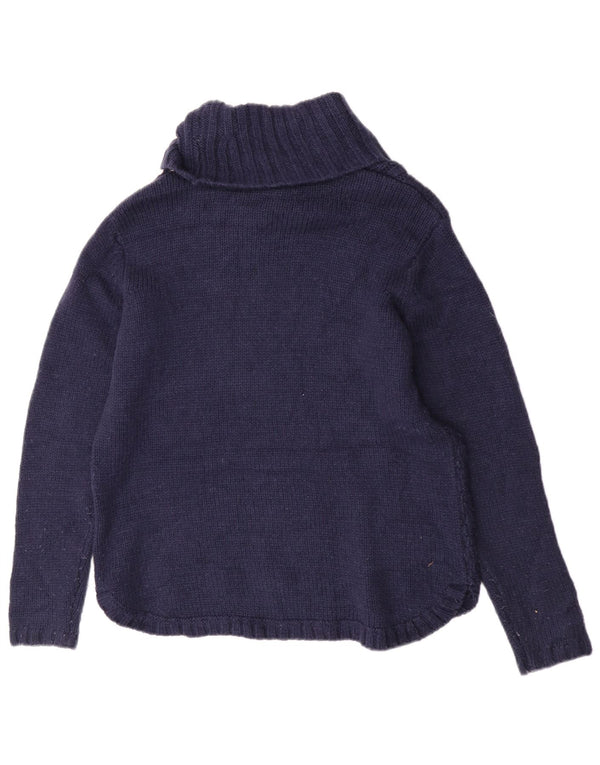 Joules Dame Roll Neck Jumper Sweater UK 12 Medium Navy Blue Akryl