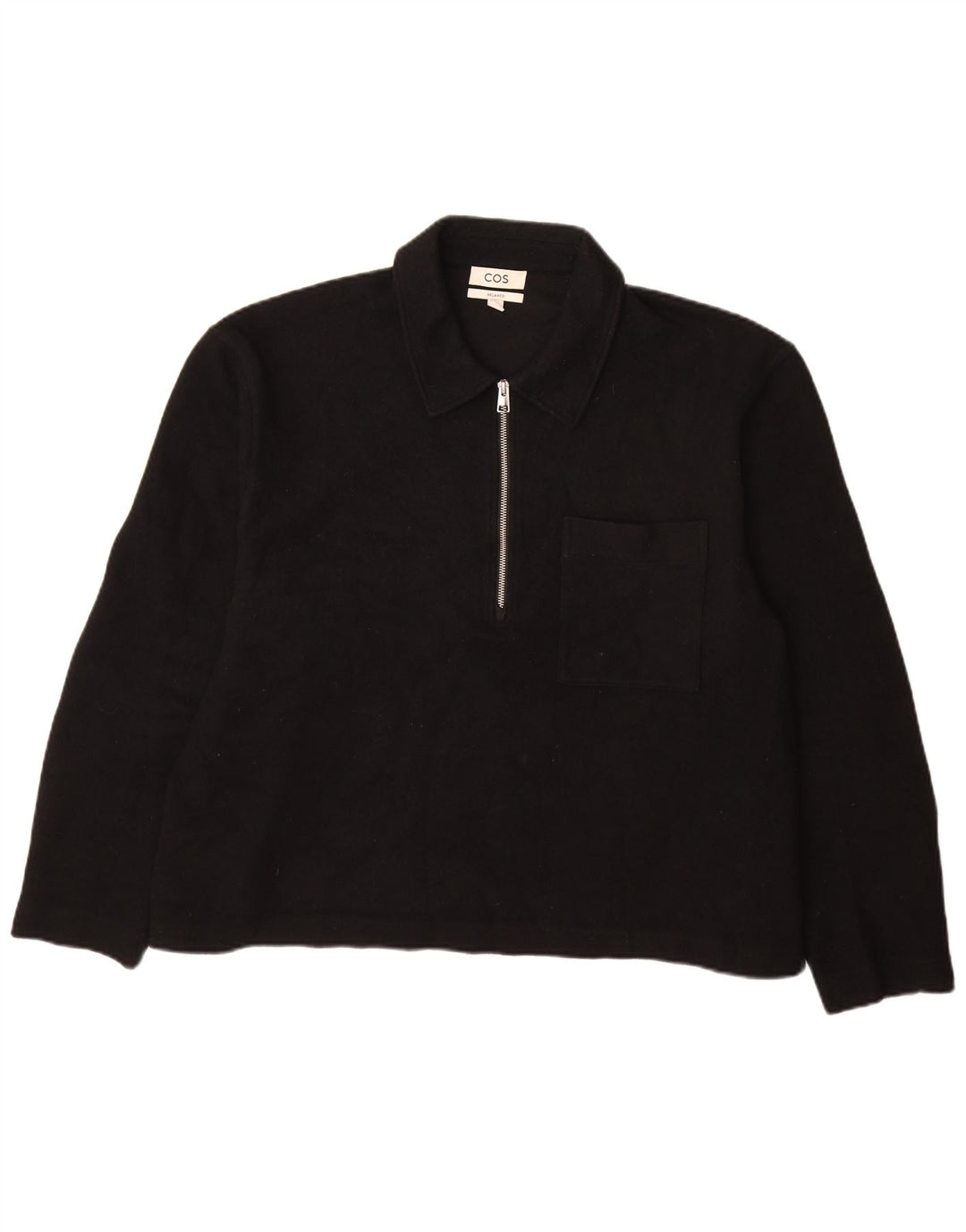 Cos Herre Relaxed Polo Neck Jumper Sweater XL Sort Uld