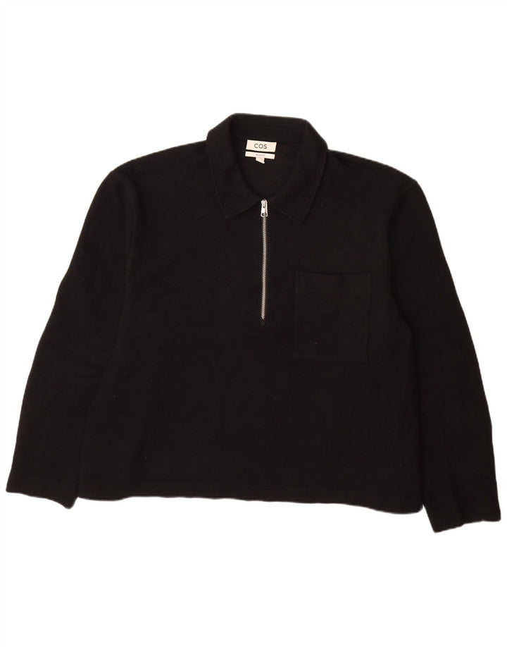 Cos Herre Relaxed Polo Neck Jumper Sweater XL Sort Uld