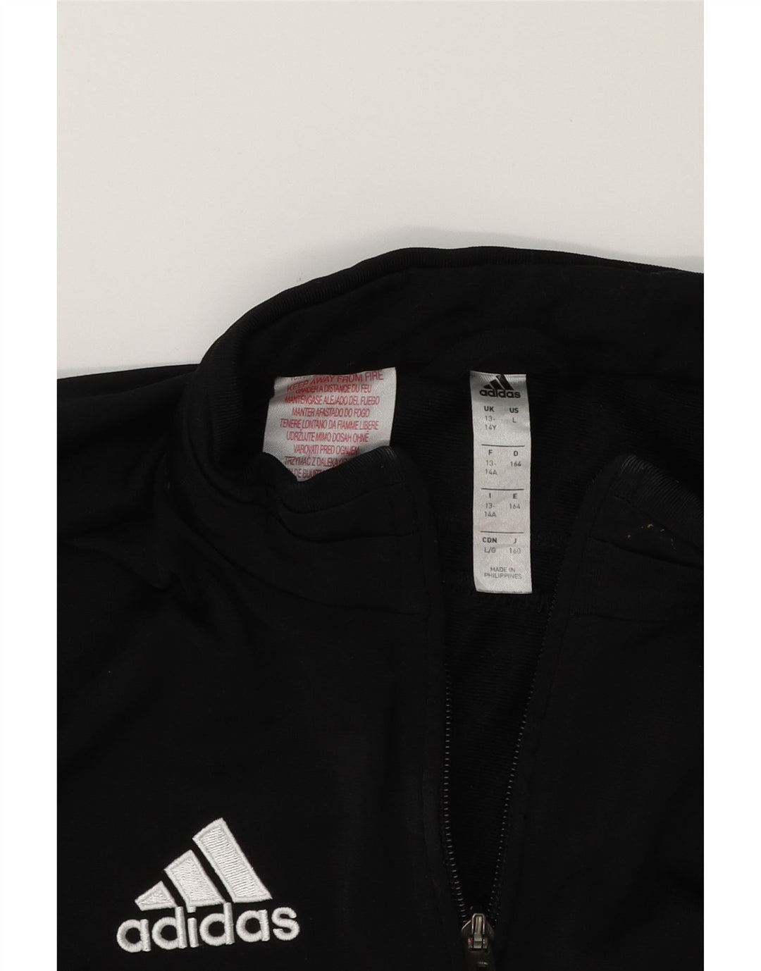 ADIDAS Boys Tracksuit Top Jacket 13-14 Years Black Polyester Vintage Adidas and Second-Hand Adidas from Messina Hembry 