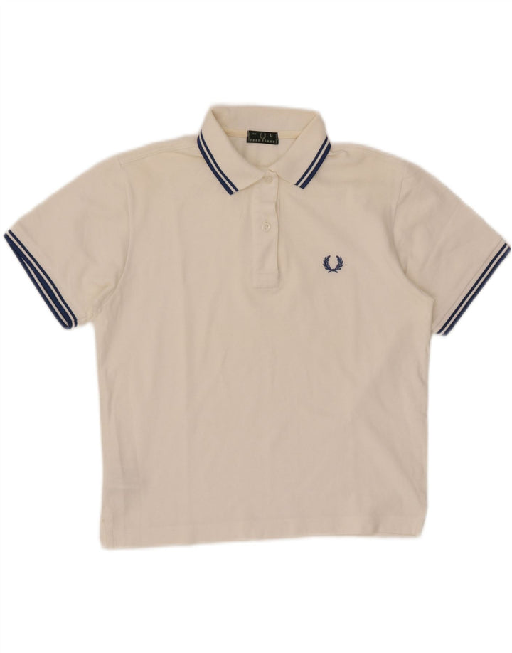 FRED PERRY Pige Polo Shirt 11-12 År Stor Hvid Bomuld
