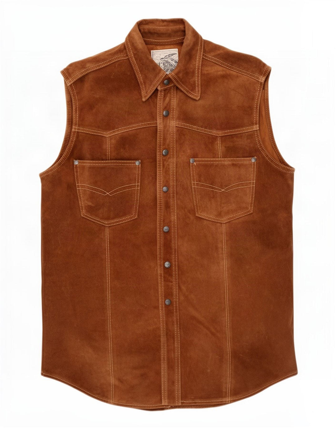 Vintage herre ruskind Gilet UK 36 Small Brown