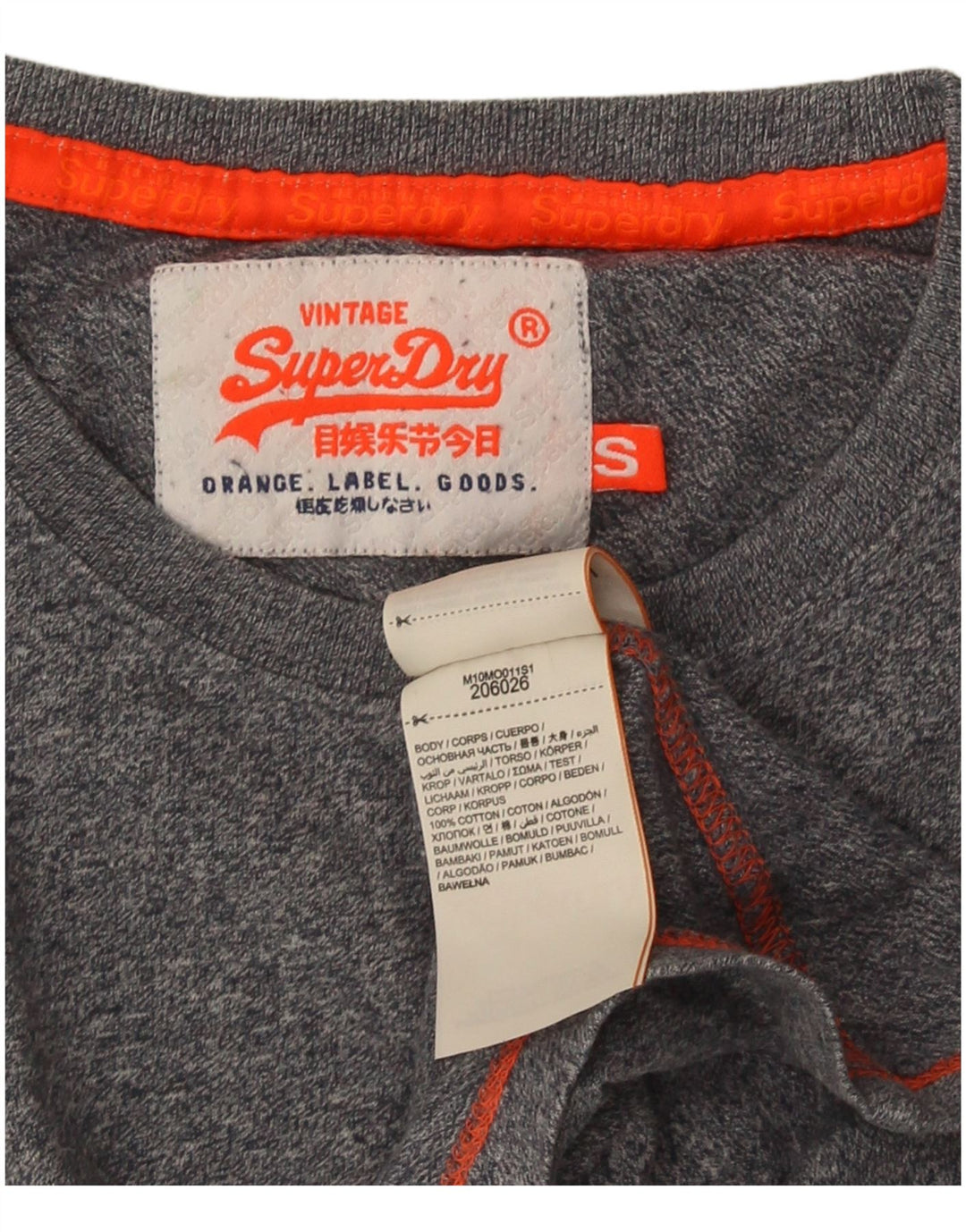 Superdry T-shirt top til mænd, lille grå flækket bomuld