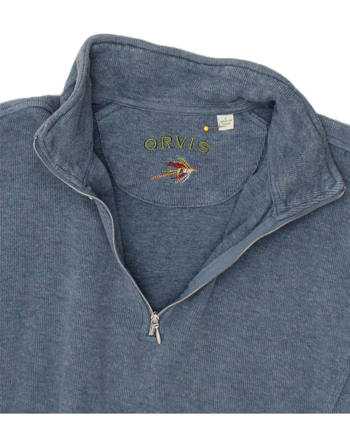 ORVIS Mens Zip Neck Sweatshirt Jumper Small Blue Cotton Vintage Orvis and Second-Hand Orvis from Messina Hembry 