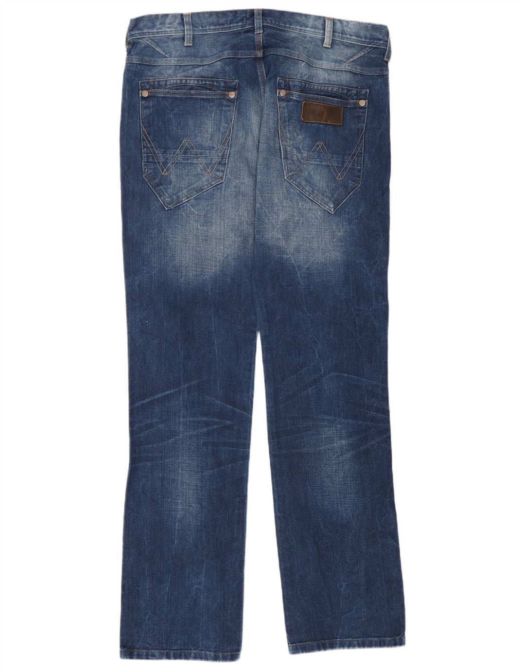 Wrangler Herre Crank Straight Jeans W36 L34 Blå Bomuld