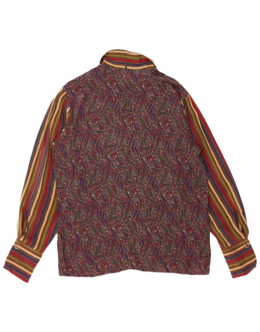 VINTAGE skjortebluse til kvinder UK 12 Medium Flerfarvet Paisley Silk