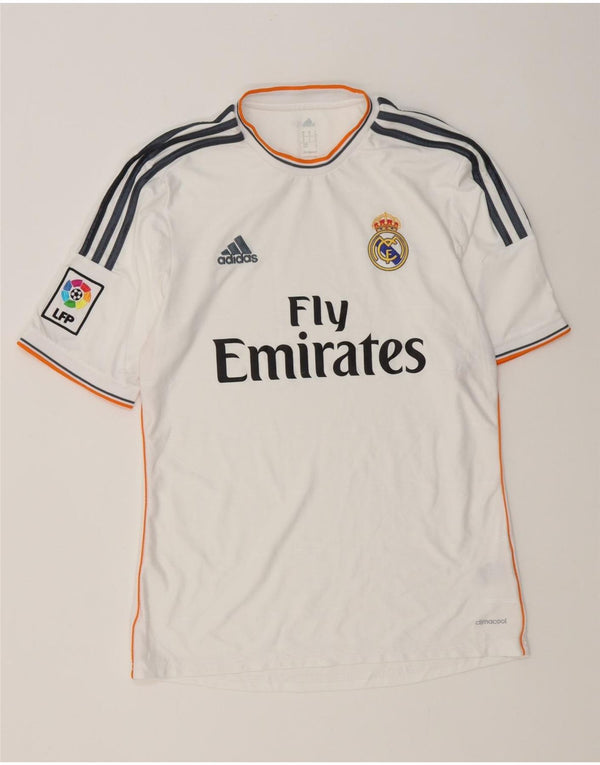 Adidas Herre Real Madrid Grafisk T-Shirt Top Medium Hvid Polyester