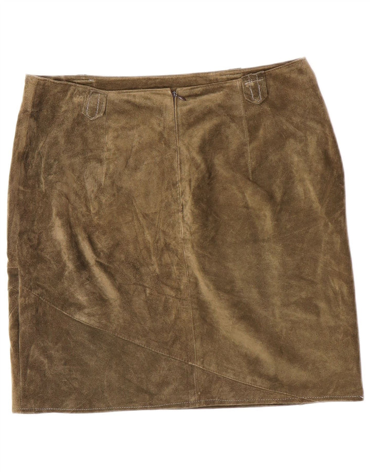 Vintage dame ruskind nederdel Medium W32 Khaki læder