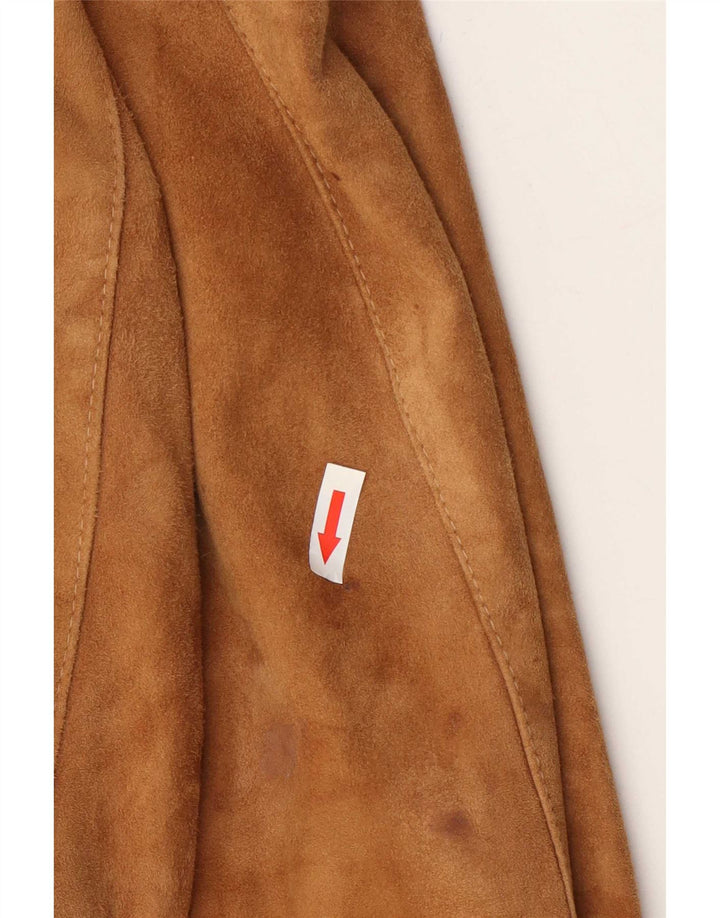 Vintage herre ruskind bomberjakke IT 48 Medium Beige Colourblock Læder