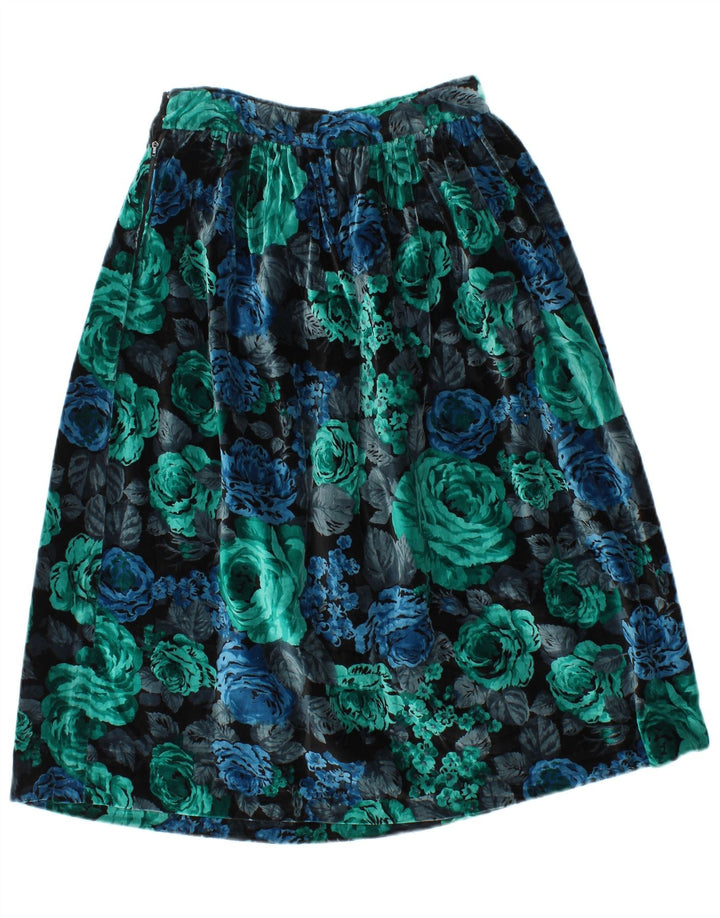 Vintage Kvinders Velvet A-Line nederdel W28 Medium Multicolored Floral