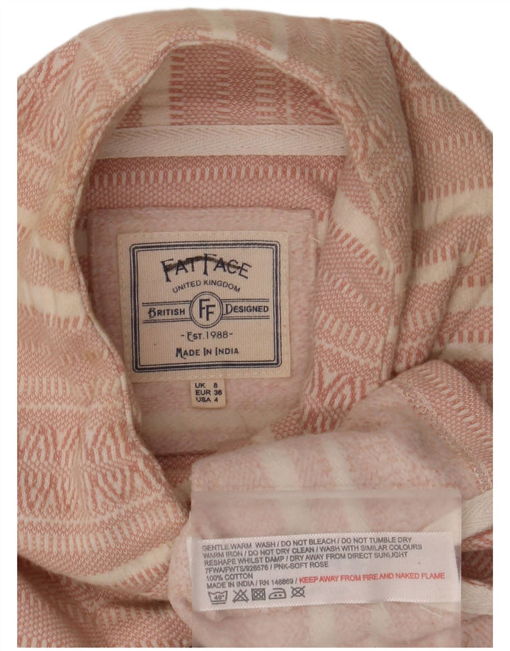 FAT FACE Dame Oversized Sweatshirt Jumper UK 8 Small Pink Stribet