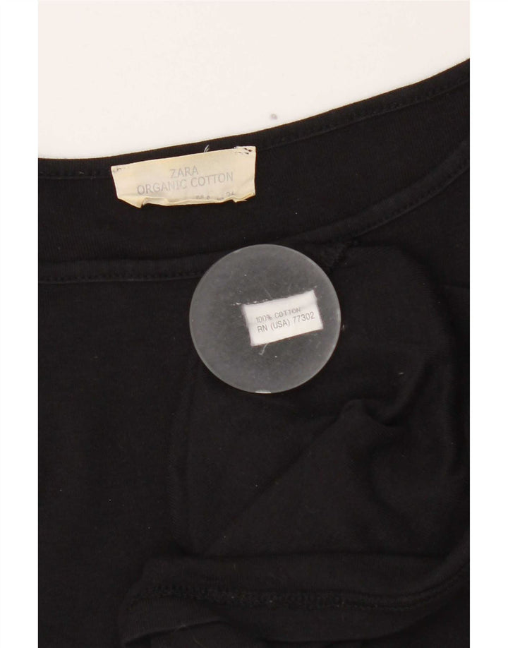 Zara Dame Top 3/4 ærme UK 8 Lille sort bomuld