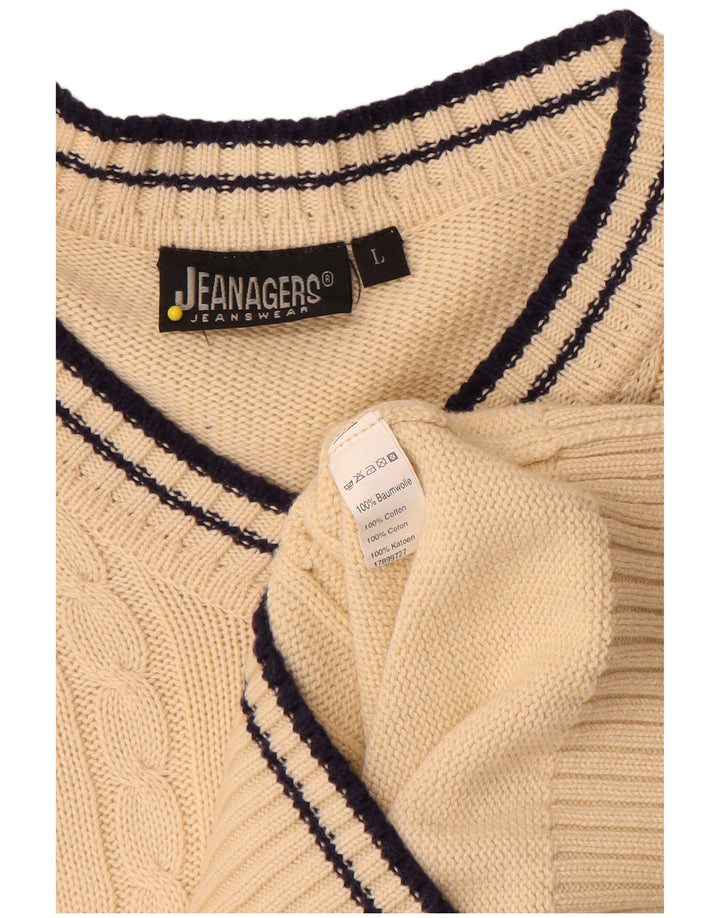 Jeanagers Herre V-hals sweater Stor Beige Bomuld
