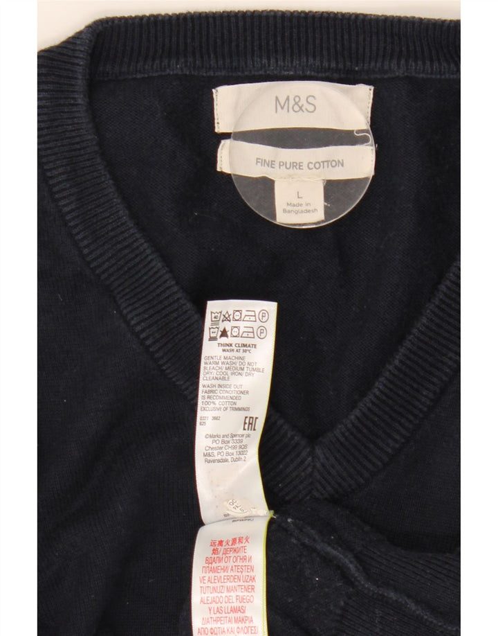 Marks & Spencer Herre V-hals sweater Stor marineblå bomuld