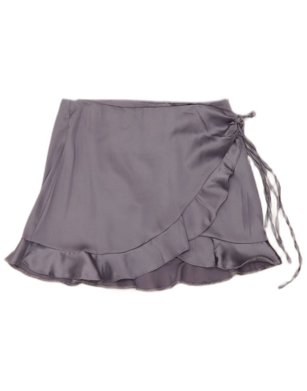 Topshop Dame Mini Wrap Skirt UK 12 Medium W30 Purple Polyester