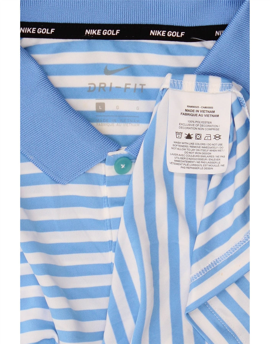 Nike herre Dri Fit poloskjorte stor blå stribet polyester