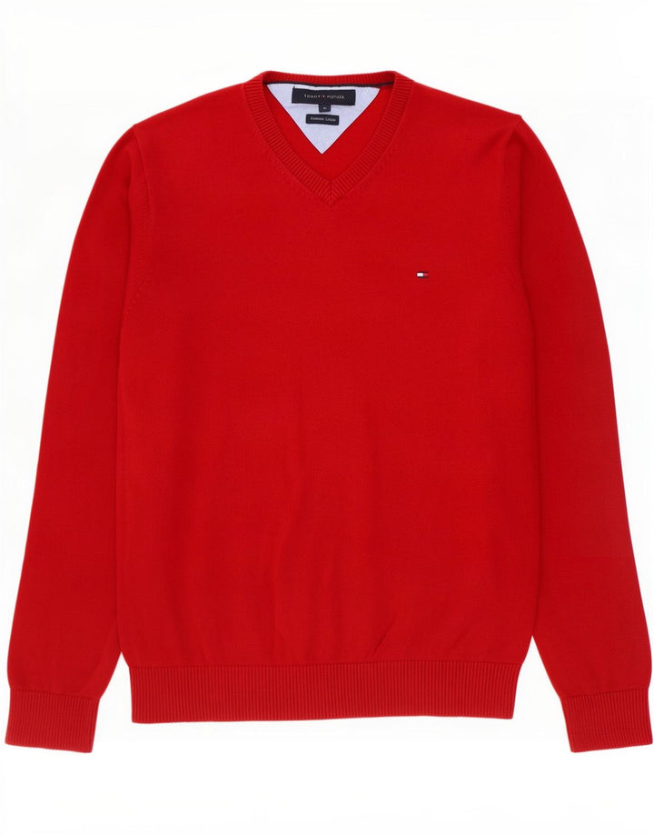 Tommy Hilfiger Herre V-hals sweater Medium Rød Bomuld