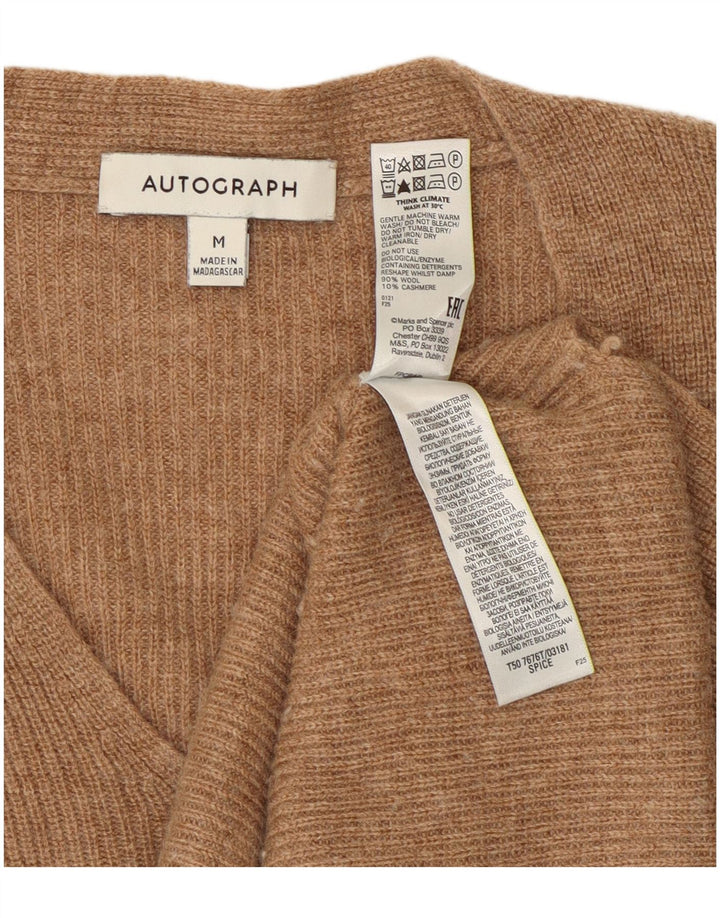 Marks & Spencer Dame Autograph V-hals Jumper Sweater UK 14 Medium Beige