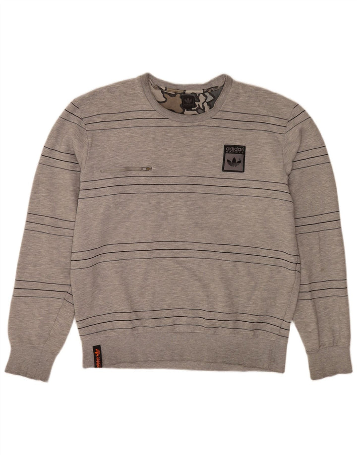 Adidas Sweatshirt til mænd, stor gråstribet bomuld