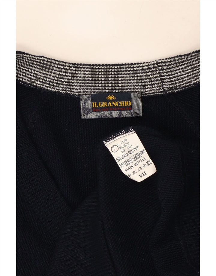 Il Granchio Herre Cardigan Sweater Large Navy Blue Wool