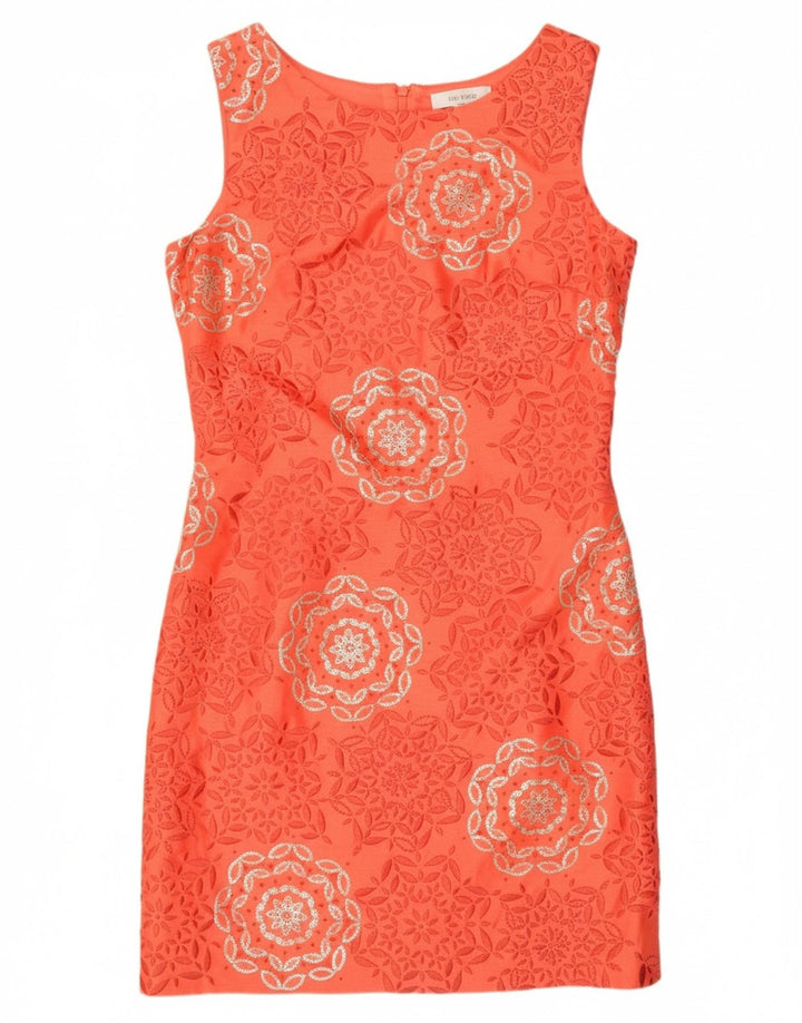 MONSOON Womens Sleeveless Sheath Dress UK 12 Medium  Orange Floral