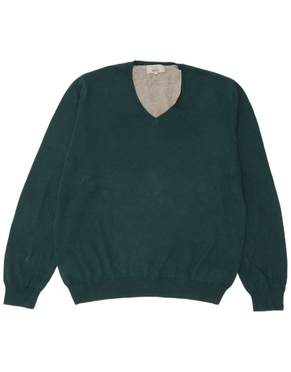 Marks & Spencer Herre Regular Fit V-hals sweater Stor grøn bomuld
