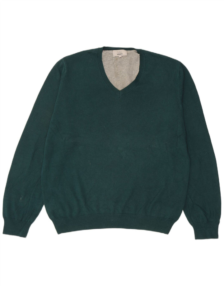 Marks & Spencer Herre Regular Fit V-hals sweater Stor grøn bomuld