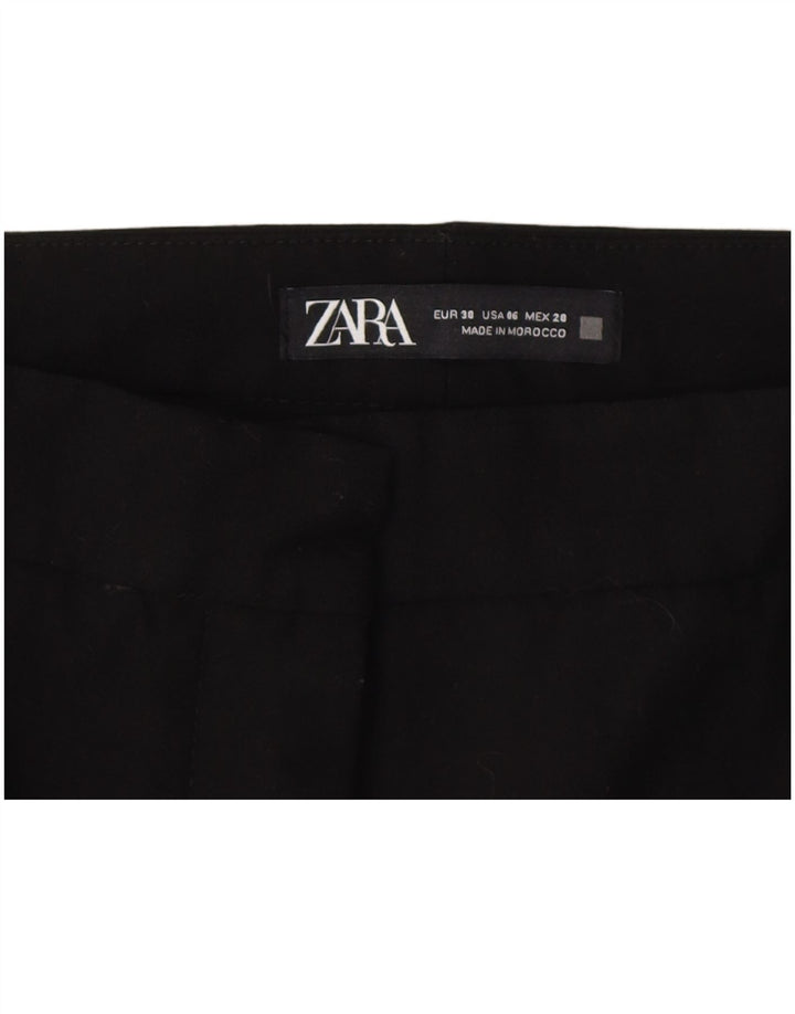 Zara Womens Cropped Trousers EU 38 Small W28 L23 Black