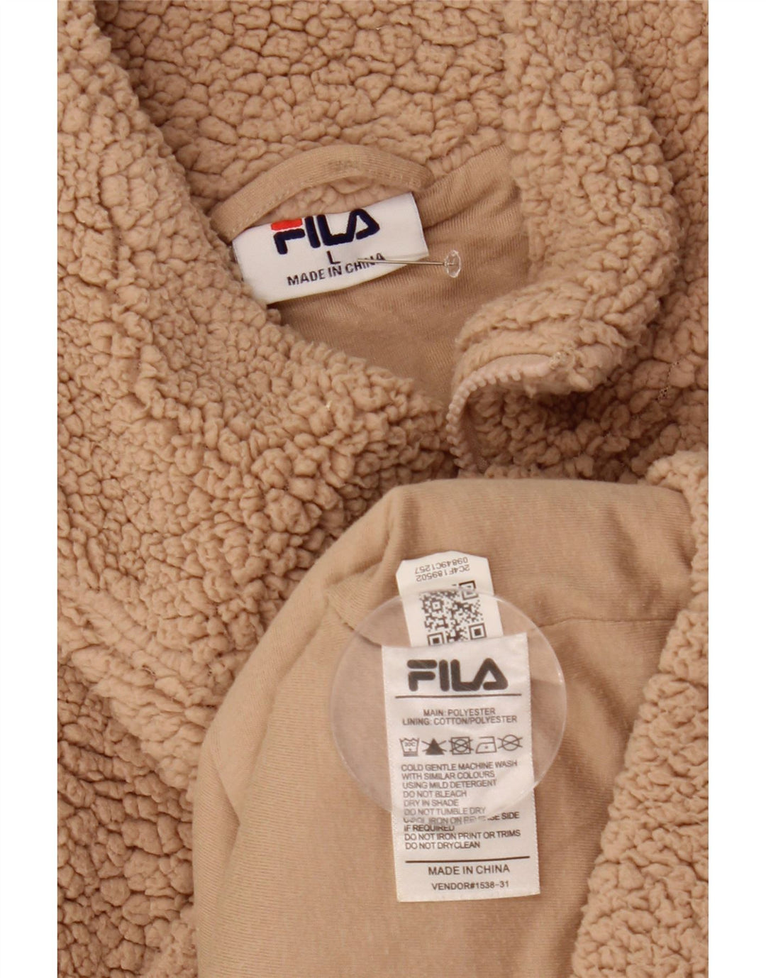 Fila Dame Grafisk Fleece Jumper UK 16 Stor Beige Polyester