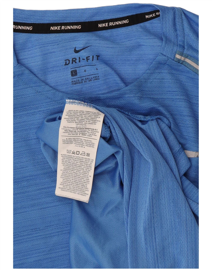 Nike herre Dri Fit T-shirt top stor blå stribet polyester