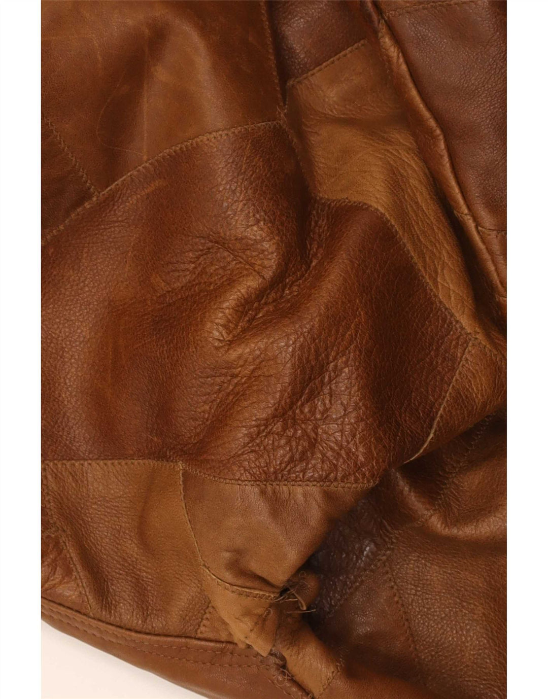Vintage herre læderjakke UK 42 XL brun patchwork læder