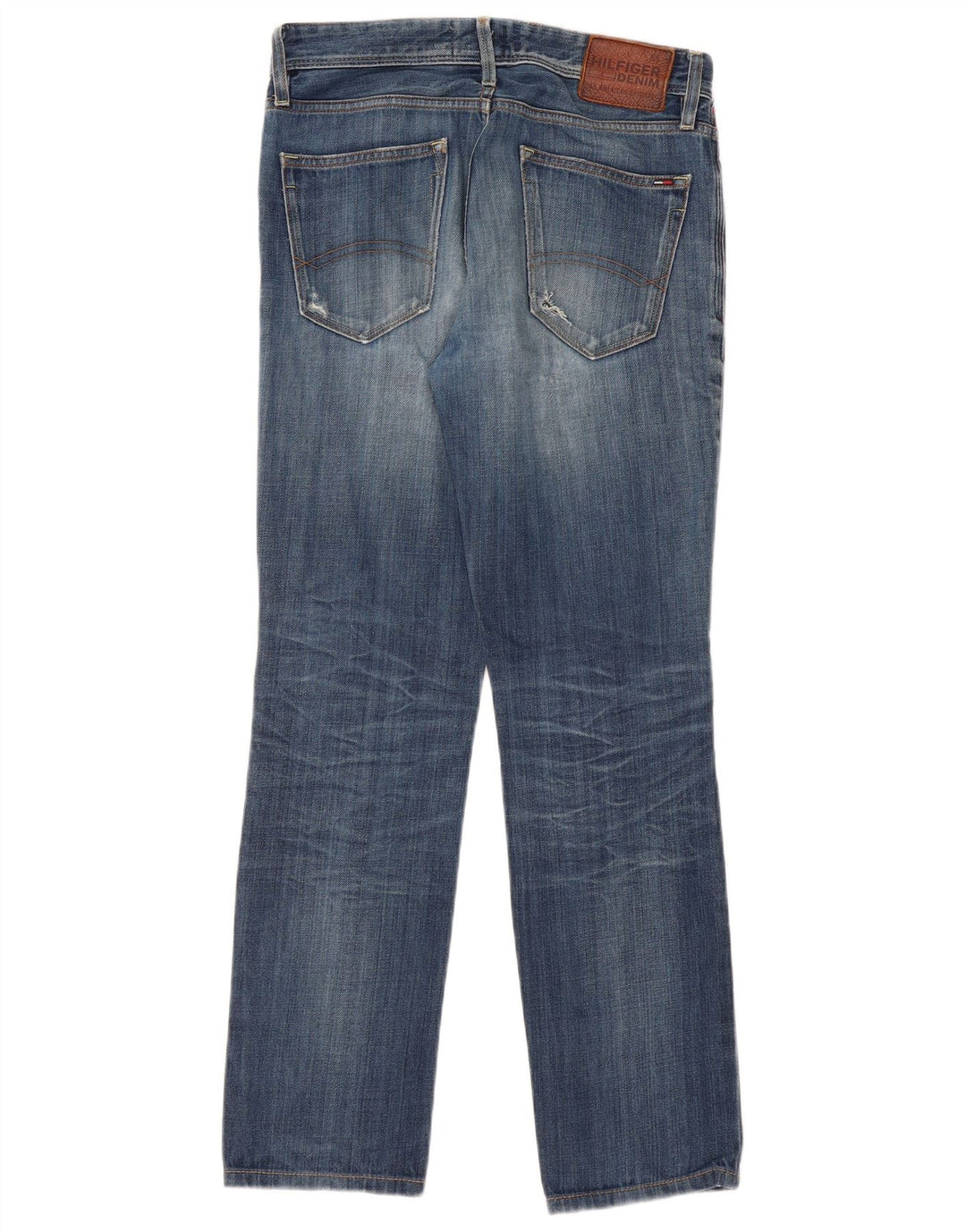 TOMMY HILFIGER Distressed Straight jeans til mænd W30 L32 blå bomuld